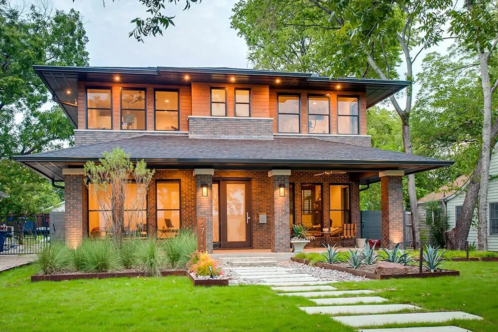 Outdoor image of a house with aluminium windows