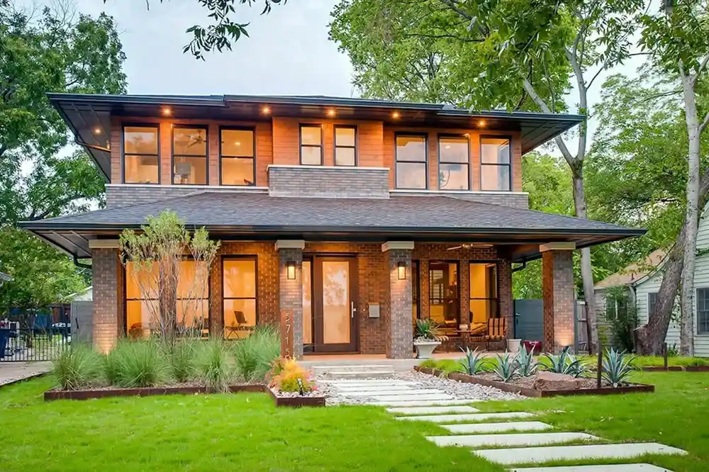 Outdoor image of a house with aluminium windows